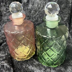 Pink and Green decanter bottles